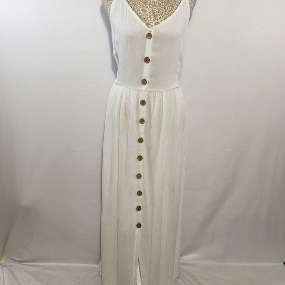 Carol Rose Women's Size S/M White Sleeveless Gauze Button Front Maxie Dress Boho - Picture 10 of 15